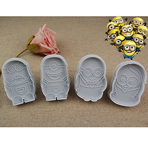 4/Set Cartoon Mould Despicable Me Minion Cookie Cutter Plunger Fondant Hochzeit Kuchen dekorieren Tools DIY Kuchen, Form - 2