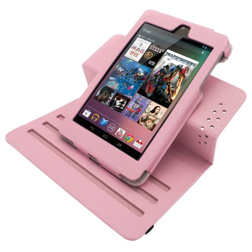 igadgitz Pink Rosa 360° Rotierende Abnehmbare PU Leder Tasche Schutz Hülle Schutzhülle Ledertasche Lederetui Etui Case Cover für Google Nexus 7 2012 1.Generation Android 4.1 Tablet 8GB 16GB. Mit Sleep/Wake Funktion + Display Schutzfolie (Nicht geeignet für 2. Generation veröffentlicht am August 2013) - 4