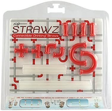 Red Strawz Connectable Build Your Own Straws Construction Kit - Fun Modular Interlocking Educational Toys by NuOp Design