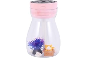 Iunipusy Nette Kühle Nebel Luft Befeuchter Büro Schlafzimmer Luft Reiniger USB Kawaii Luft Befeuchter mit Led Licht Luft Feuchtigkeits Spendende Flasche (Rosa)