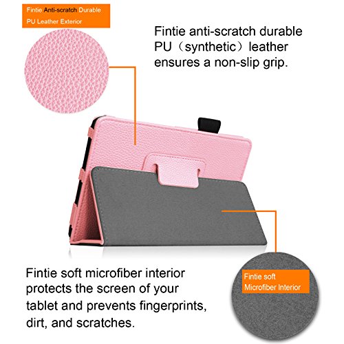 [Eckenschutz] Fintie Samsung Galaxy Tab 3 7.0 Lite T110 T111 T113 T116 Hülle Case – Slim Fit Folio Bookstyle Kunstleder Schutzhülle Cover Tasche mit Ständerfunktion für Tab 3 Lite 7.0 Zoll Tablet, Rosa - 4