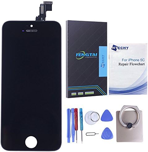 Htechy Black Full LCD Touch Screen Digitizer Glass Replacement Lcd Assembly for iPhone 5c+Tools