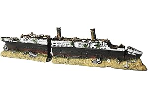 fazhongfa Aquarium Titanic Shipwreck Decorations Resin Wreck Ship Fish Tank Decor Betta Toy Theme Decoration Ornaments (Separately)