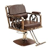 Vintage 200 kg Fauteuil de barbier professionnel coiffure coupe cheveux rasage style classique mode hydraulique levage hauteur réglable en cuir PU,Brown