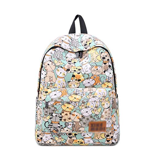 Preisvergleich Produktbild WATERMELON-Daypacks Katzendruck Hochschule Wind Nette Dame Rucksack Student Vielseitig Mode Rucksack Leinwand wasserdichte Tasche
