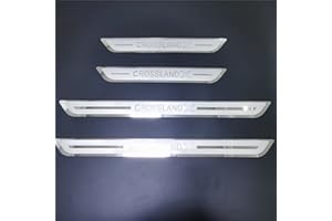 CWWHY 4 Piezas Umbral Puerta de Acero Inoxidable Coche para Opel Vauxhall CROSSLAND X 2017-2021, Molduras de Protección de Umbral de Puerta Exterior, Pegatinas de Pedal, Accesorios Resistentes a Arañ