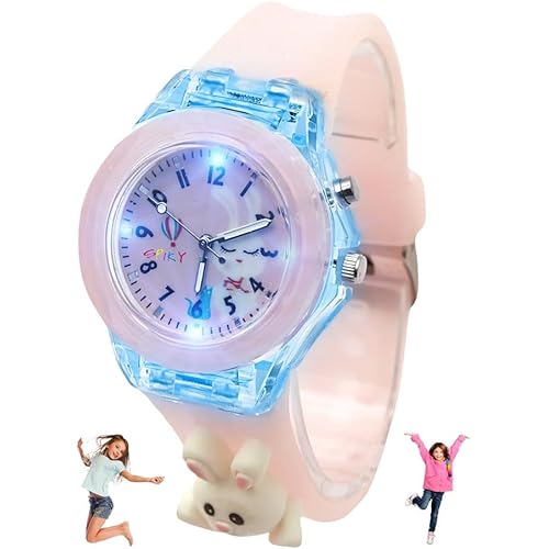 SPIKY Analog Watch for Kids | 3D Cartoon | 7 Multicolor LED Luminous Lights with Silicone Strap | Unisex Best Birthday Gift | Analogue Wrist Watches for Boys & Girls | Age 3-10 yrs