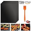 Minghaidi Bbq Grillmatte 5er Set Silikon Grillmatte Und Backmatte Teflon Antihaftbeschichtung Fr Bis 260c Grillmatte Geeignet Zum Grillen Ofen Und Speisenheizung 40x33 Cm Schwarz