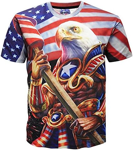 New Fashion 3d T-shirts Men/Women Summer Tops Print USA Flag and Eagle T-shirts Brand new,01,Asia XXXL