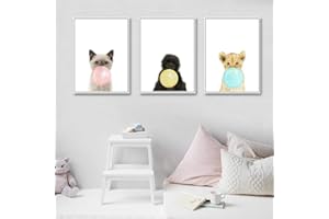 NORDIC IDEAS 3 Cuadros para Habitacion Bebe Infantiles Niña Rosa Globo Laminas Decorativas Pared Impresiones de Lienzo Regalo PTANB003-L