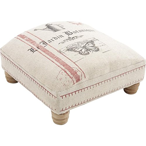 AUBRY GASPARD Pouf Repose-Pieds en Bois et Tissu