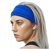 Diadema para Yoga - No se desliza - Ideal para Deportes, Estiramientos, Pilates, Ejercicios Ligeros y Viajes – Cómoda mezcla de suave bambú - Elástica, Moderna y Versátil (Azul eléctrico, OneSizeFitsMost)