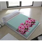 Devota&Lomba Juego De Sábanas Flor Almendro Cenefa Verde/Rosa PIAZZA E MEZZA 180X270/120X190 /50 X 80 CMS