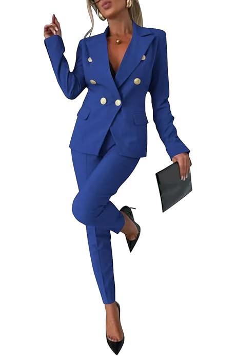 Damen Hosenanzug 2-teilig - Elegant Business Outfit Langarm Jacke & Hose