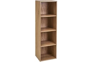 LOLAhome Estantería Cubo de Madera para Despacho, Librería, Dormitorio o Despensa (Natural, 4 estantes (106 cm))
