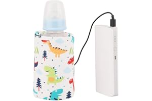 Belissy USB Bebé Biberón Calentador Portátil Leche Calentador de Viaje Cubierta de Almacenamiento Aislamiento Termostato Dino