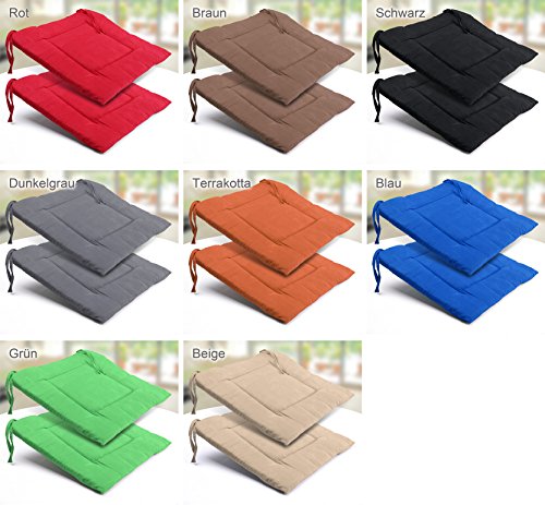 2 Stück Sitzkissen ca. 40x40x3 cm, Kissen Polster Stuhlkissen Sitzauflage gesteppt, Farbe wählbar - 3