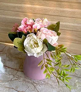 Blomma Donna Cone Flower Vase/Planter with Artificial Flowers for Home Decor, Table Centerpiece, Pink Colour