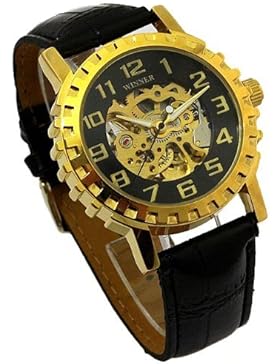 Original Oramics Winner Skelettuhr Herren Armbanduhr Analog Uhr Hammer Design in Gold Schwarz