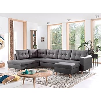 Meublo Canape D Angle Convertibles Tissu Gris Fonce Laredo Amazon