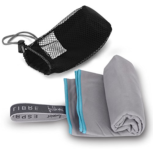 Toalla de baño Freigeist con microfibra, toalla de manos y de baño, deportiva, ideal para viajes, de secado rápido, ligera, para exteriores, microfibra, gris, Set