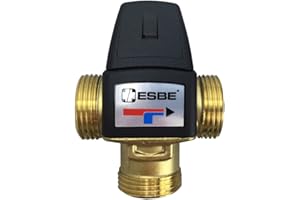 Ritzer Válvula Mezcladora de Agua Doméstica VTA 322, 35-60 °C, Rosca Exterior 1 Pulgada - 33 mm, 3 Vías, Latón, 3 Puertos, NPT, MNPT