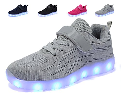 adituob Kids Led Light Up Shoes Luminous Flashing Sneakers for Boys Girls (Toddler/Little Kid/Big Kid) Gray 9.5 UK Child/EU 27