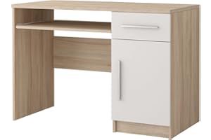 ‎POLINI HOME Polini Home Jugend- und Kinderschreibtisch 110 x 76 x 50 cm in Eiche-Weiß mit silbernen Griffen Colour Serie