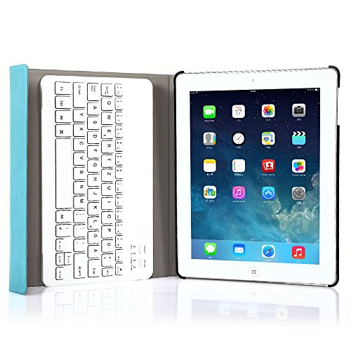 Besmall Ultra Slim Bluetooth Tastatur mit QWERTZ deutsches deutsches deutsches Tastaturlayout für iPad 2/3/4 Tastatur Schutz Hülle Tasche Keyboard Case(iPad 2/3/4,Blau)XLYP24E-OZ - 3
