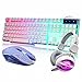 Produktbild BP PB Mechanische Griff Licht Aufhängung Tastatur Maus Headset Set Kabel Computer Spiel Spiel LOL Maus und Tastatur Gesetzt,Weiß