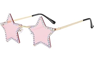 GLGHMH Rhinestone Star Glasses, Rimless Star Shaped Funky Bling Diamond Sunglasses, Fashion Sparkling Sunglasses for Summer Beach Party Festival Women Men Teen