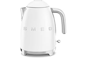 Smeg, Bollitore Elettrico KLF03WHMEU 1,7 L, Filtro Anticalcare Lavabile, Autospegnimento di Sicurezza, Indicatore Livello di Acqua, Base Antiscivolo e Avvolgicavo Integrato, Potenza 2400W, Bianco
