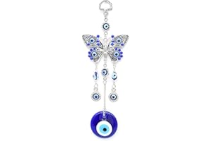 PEILI Turkish Blue Evil Eye Butterfly Wall Hanging Decoration Decor Ornament (butterfly-flower)
