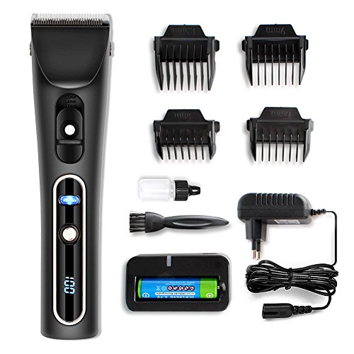 KYG Profi LCD Power Anzeige Haarschneider mit beide 2000mAh Akku und ein Koffer Haarschneidemaschine Set Schwarz