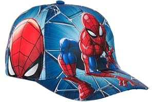 Marvel Baseballkeps med visir för barn och pojkar, Spindelmannen, blå, all-over tryck