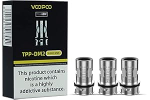 VooPoo TPP Replacement Mesh Coils, Pack of 3, DM1 0.15 Ohms / DM2 0.2 Ohms (NICOTINE FREE, DM2 0.2 OHMS)