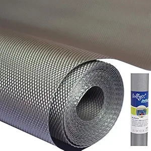 Bulfyss Multipurpose 45cm x 5m Super Strong EVA Anti-Slip Bathroom Kitchen Cabinet Drawer Shelf Mat Liner Sheets Roll, Fridge Mat, Table Mat (45cm X 5 Meters Roll, Metallic Grey)