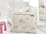 Belsonno® Kinder Bettwäsche 100 x 135 cm + Kissen 40 x 60 cm Baumwolle Eule-Creme | ÖKO-TEX STANDARD 100 mit Reißverschluss | Erhältlich mit verschiedenen Motiven | Kinderbettwäsche-Set, Babybettwäsche, bedruckter Bettbezug für Jungen & Mädchen - 2