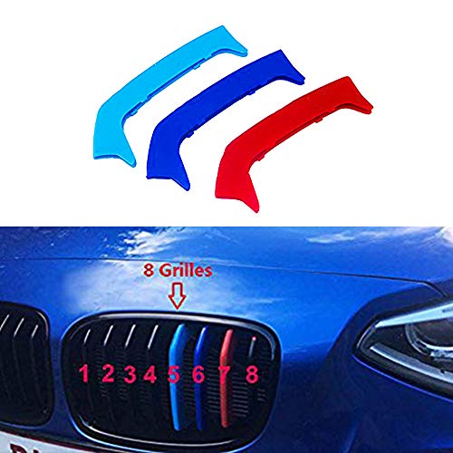 Per B M W 1 Series F20 F21 116i 118i 2012-2014 (8 Griglia) 3D M Adesivi per griglie anteriore M-Sport Grill Trim fibbia clip in Stripe copertura decorazione