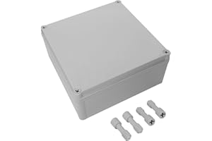 LeMotech Scatola di derivazione impermeabile IP67, scatola elettrica in plastica ABS, alloggiamento antipolvere per elettronica, scatola di collegamento per progetti fai da te, grigio, 200 x 200 x 95