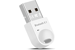 SHUWOSMART Dongle Bluetooth 5.1 Bluetooth USB, Clé Bluetooth pour PC Supporte Windows 11/10/7 Compatible avec Casque, Souris, Manette, Clavier, Tablette, Smartphone, Imprimantes, Enceinte（Blanc）