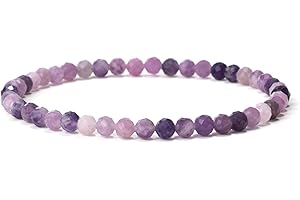 Landorilo Bracelet 4mm en Pierre Naturelle pour Homme et Femme, Bracelets Élastique Yoga, Bijoux Cadeau Créatifs, Porte Bonheur avec Perles de Remplacement