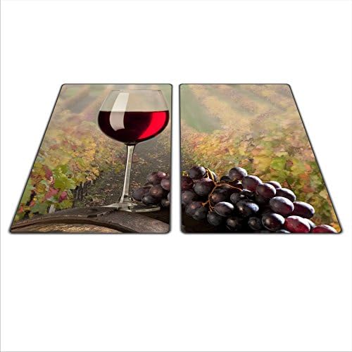 Universal set of Two boards to protect stove: glass, ceramic, induction and gas, each board has 4 silicone feet which protect against scratches, deep color saturation thanks to HD graphics, dimensions: 2x 30x52 cm, theme: wine, colour: purple