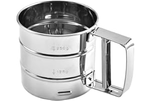 Kitabetty Tamis À Cacao en Sucre, Acier Inoxydable Semi-Automatique Tamis À Farine, Outils Cuisson pour Tamis À Maillage Sucre Tamisés À La Main, Couverts pour Gâteaux.