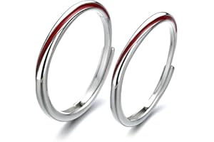 BCughia Anello Coppia Filo Rosso, Anelli Coppia Argento 925 con Linea Rossa Anelli Fidanzamento Coppia Personalizzata Anelli Matrimonio Lui e Lei Regolabili