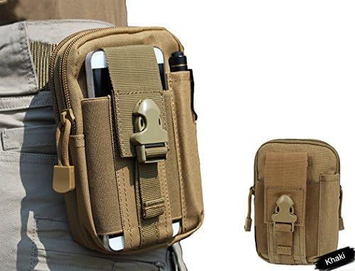 Wynoz(TM) Khaki 1000D Nylon Tough Duty Tactical Molle Compatible EDC Universal Casual Outdoor Gear Carrying Big Capacity Tool Belt Waist Bag Holster for iPhone 6s iPhone 6s Plus Blackberry