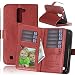 Produktbild JDDRCASE Handy Zubehör Hüllen, Solid Color Premium-PU-Leder-Mappen-Magnetic Buckle Design-Flip Folio Case Schutzhülle Einbau-9-Karten-Slots und Ständer für LG K10 (Farbe : Braun)