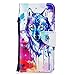 Produktbild Huawei Honor10 Lite Hülle, DENDICO Case Leder Handyhülle Flip Schutzhülle im Kartenfach, Dünn Klapphülle Farbmalerei Art Brieftasche für Huawei Honor10 Lite - Wolf
