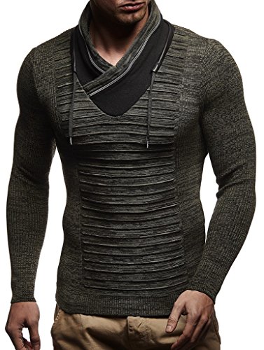 Leif Nelson pour des Hommes Pullover Hoodie Pull en Tricot Sweatshirt Longsleeve Pull à Capuche Veste Sweat Sweater LN1640; Taille M,