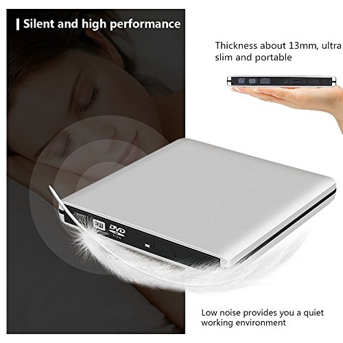 ieGeek externer CD/DVD-RW Brenner Ultra-Slim 14mm USB 3,0 Treiber tragbares Laufwerk kompatibel mit Windows OS Linux für Desktop PC Laptop Macbook